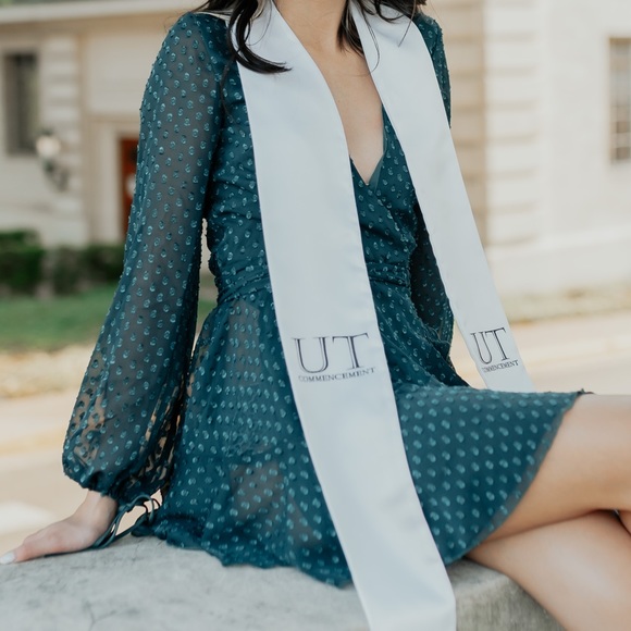 LIKE NEW! LUCY IN THE SKY! LEXI RUFFLE WRAP DRESS IN DOTTED EMERALD CHIFFON! - Picture 5 of 5